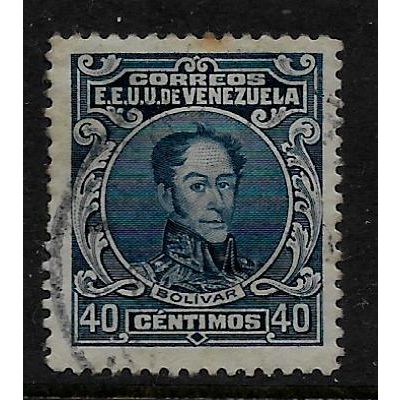 VENEZUELA 1915 40c BLUE SIMON BOLIVAR SG 385 FINE USED#2