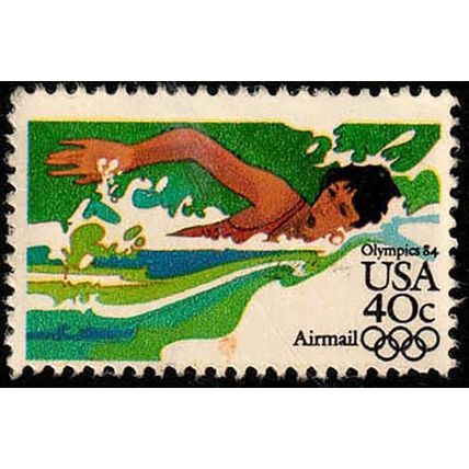 USA 1983 Air Mail Olympic Games 40c Used Stamp Swim Airmail