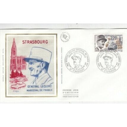 France 1987 Leclerc Silk FDC Strasbourg special cancel unaddressed VGC