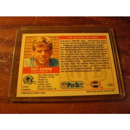 1989 Pro set, TROY AIKMAN Rc, HOF, #1 Pick, Cowboys #490