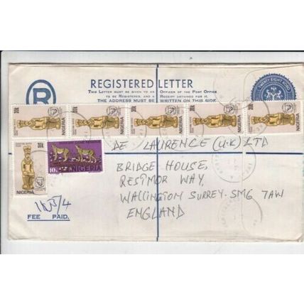 Nigeria 1982 Ikeja-Wallington UK Registered Cover written VGC