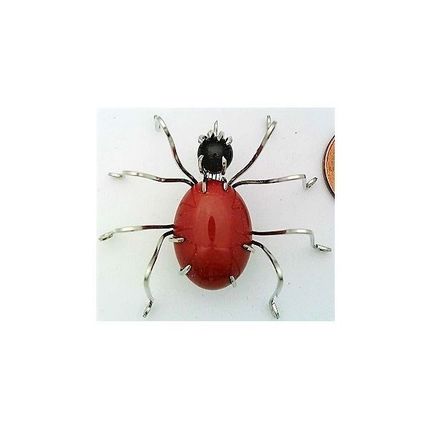 Red Jasper Spider Stainless Wire Wrap Pin Brooch 3