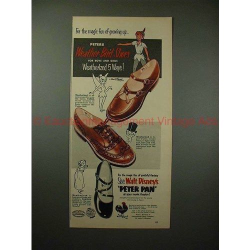 1953 Peters Shoes Ad with Walt Disney's Peter Pan!!
