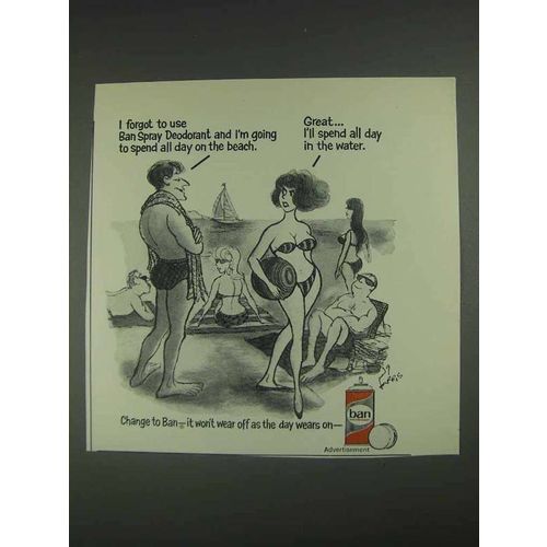 1967 Ban Spray Deodorant Ad - Spend All Day at Beach