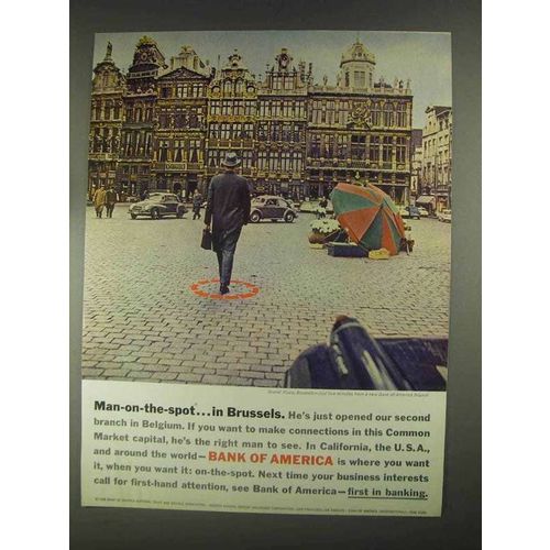 1967 Bank of America Ad - Man-on-the-Spot in Brussels