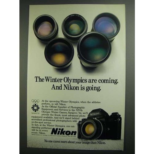 1984 Nikon Cameras and Lenses Ad - The Winter Olympics