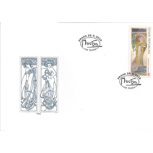 Mi 633/4 FDC: 150th Anniversary of the Birth of Alfons Mucha (Artist).