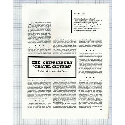 (5306) The Cripplebury Gravel Gitters Parndon Essex Jim Priest - 1969 Article