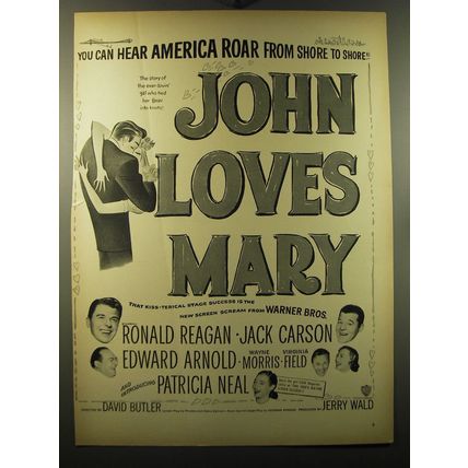 1949 John Loves Mary Movie Advertisement - Ronald Reagan, Jack Carson