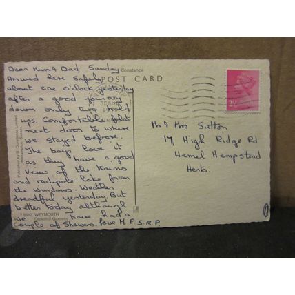 GREENHILL GARDENS, WEYMOUTH, DORSET used vintage postcard by Constance 1971 pm =