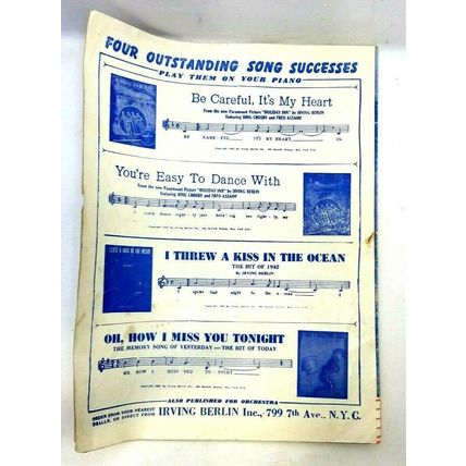Irving Berlin White Christmas 1942 Sheet Music Bing Crosby (K10H)