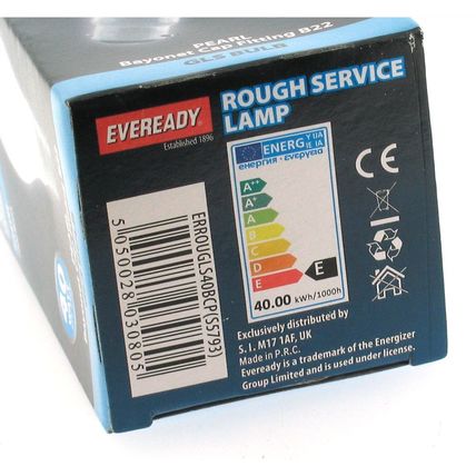 10x Eveready 40w Pearl BC Bayonet GLS Light Bulb Warm White Fully Dimmable