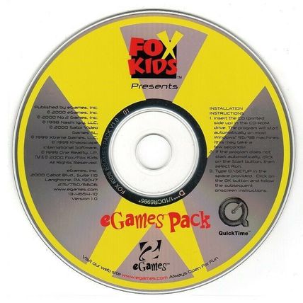 Fox Kids eGames Pack (PC-CD, 2000) for Windows 95/98/ME - NEW CD in SLEEVE