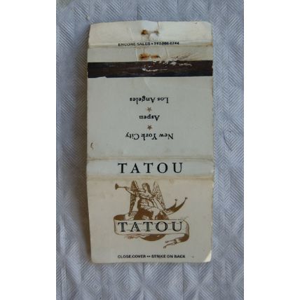 Matchbook cover Tatou - New York City, Aspen, Los Angeles