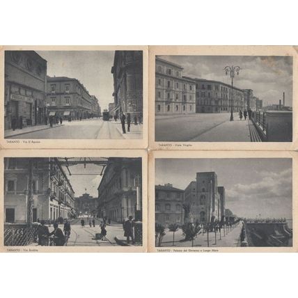 Taranto Italy Via D'Aquino Viale Virgilo 4x Old Postcard s