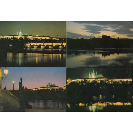 Prague Castle At Night Illuminations 4x Postcard s