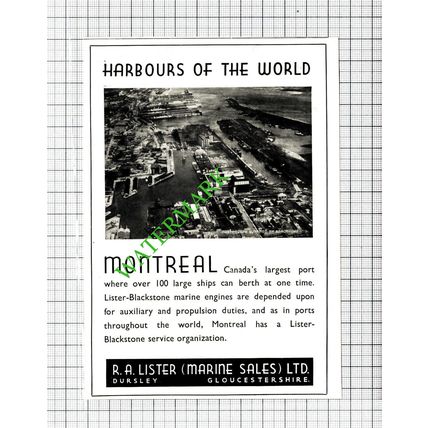 Montreal Canada Harbour R A Lister Ltd Dursley Advert - 1947 Cutting