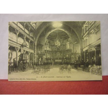 the church, SAINT JEAN DE LUZ, COTE BASQUE, FRANCE unused antique postcard #