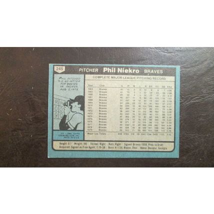 1980 Topps Phil Niekro Atlanta Braves Card #245