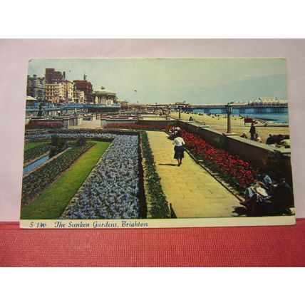 THE SUNKEN GARDENS, BRIGHTON, used postcard D H Greaves 1962 pm =
