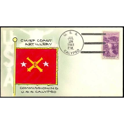 USS CALYPSO AG-35 Cutter - Mae Weigand Hand Painted Naval Cover