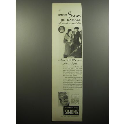 1932 Simoniz Car Wax Ad - Simoniz stops the damage of weather and dirt