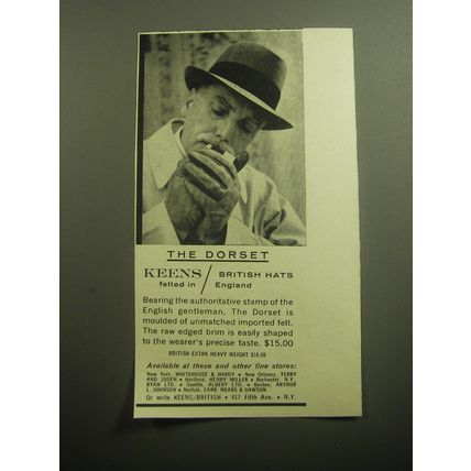 1958 Keens Dorset Hat Advertisement