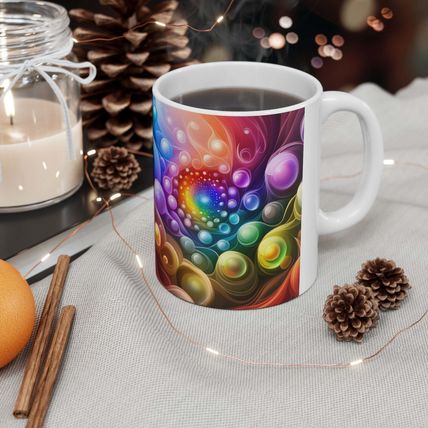 Fusion of Bright Liquid Bubbles in Motion #1 Ceramic Coffee Mug 11oz