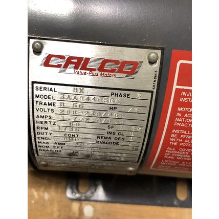 NEW 3AA04405BK CALCO MOTORS MOTOR AC 1735RPM 3PHASE XB56/CA 1/3HP,B 56,208v,EG