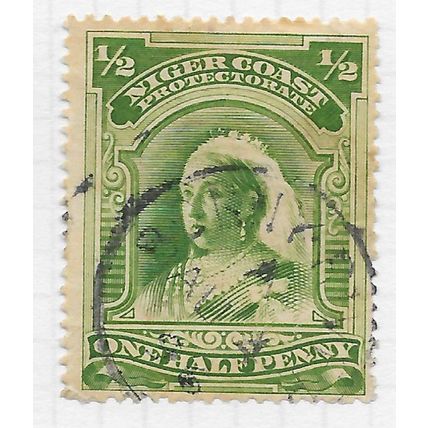 NIGER COAST 1894 QV ½d BONNY CANCEL OIL RIVER NO WMK USED DATED COPY toning