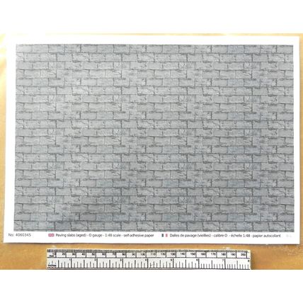 Papier autocollant dalles de pavage pour O gauge-échelle 1:48-A4