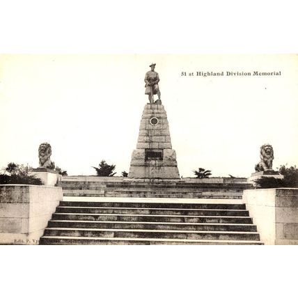 Highland Division Memorial Antique WW1 Postcard