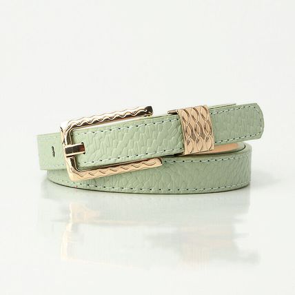 versatile women's leather thin belt vintage chic pattern decorative waist belt