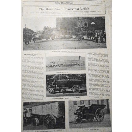 The Motor-driven Commercial Vehicle - Aug. 30, 1913 Scientific American. 4 pages