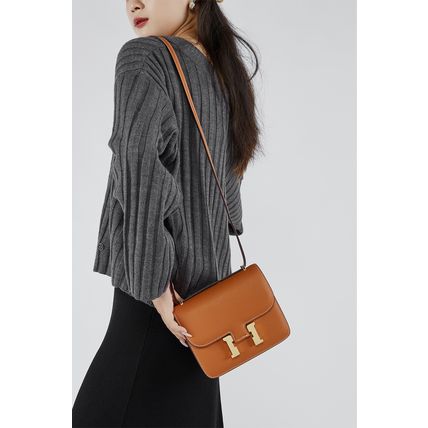 Genuine Leather Women Shoulder Purses and Handbags Orange