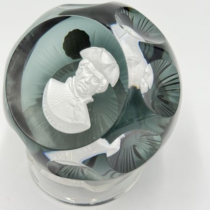 vintage CR. ALBRET France crystal PAUL REVERE paperweight Multifaceted Retro