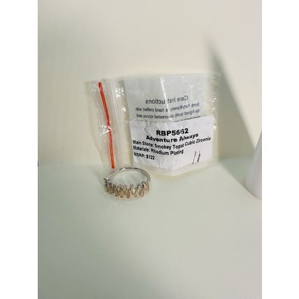 NIB Bomb Party Sz11 BP Ring RBP5662 Adventure Always Smokey Topaz CZ Rhodium Pl