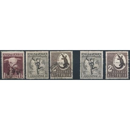 Definitive - Australia 1948 - FH - SG 223/4, 223a & 224e/f (B)