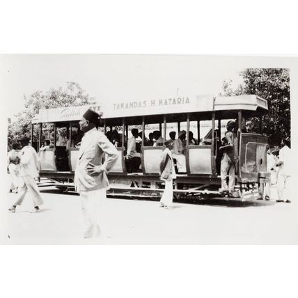 Pakistan Bus Coach Tour Rides Fez Hat Old Real Photo Indian Postcard