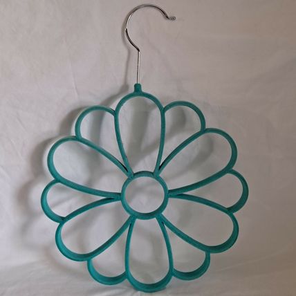 TEAL FLOWER SCARF HANGER Belt Tie Velvet Holder Closet Organizer Storage Necktie