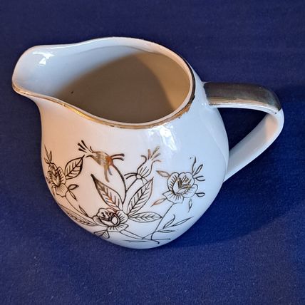 Vintage China FLORAL CREAMER 3 1/2" JAPAN Gold Flowers Trim