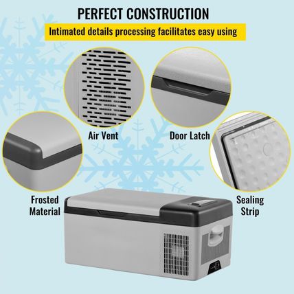 VEVOR 12 Volt Refrigerator 16 Qt, Portable Mini Car Fridge w/ -4℉-68℉ Cooling Ra