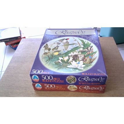 RHAPSODY by Arrow Puzzles - 2 Jigsaw Water Scene & Garden Birds (500 Piece) 1979