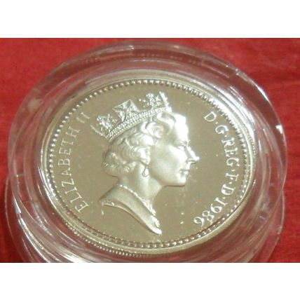 1986 Elizabeth II £1 Silver Proof - Northern Ireland Flax.