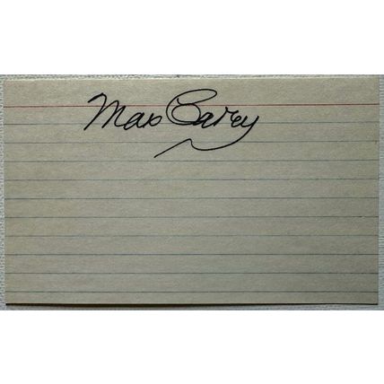 Max Carey (d. 1976) Signed Autographed Vintage 3x5 Index Card