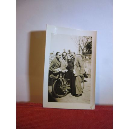 4 people with A BIKE 4 x small photograph 1930s =