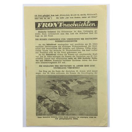 Original WW2 Russian/Soviet Air Drop Propaganda Leaflet. - Code 1099. - 1942.