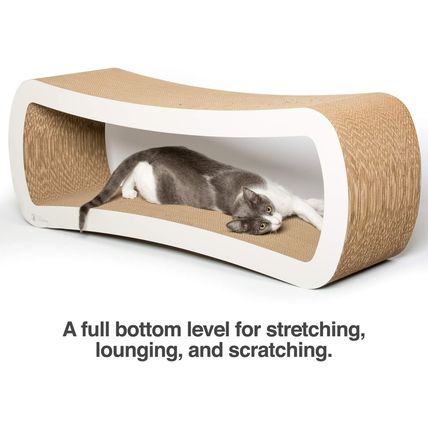 Petfusion Jumbo Cat Scratcher Lounge, White. 39 X 11 X 14 Inch 4 Cardboard Scrat