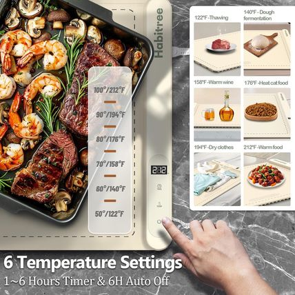 Food Warmer Silicone Electric Warming Tray - Rapid Heating, Precise 6-Level Temp