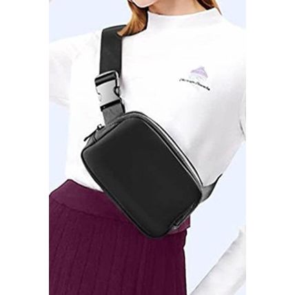 Black Waterproof Zipped Crossbody Chest Bag 20*5*14cm